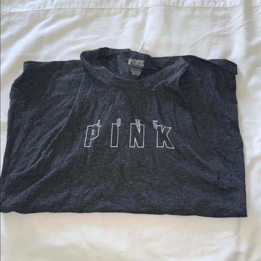 Pink Victoria’s Secret Sleeveless Grey Logo Tank Top BNWT